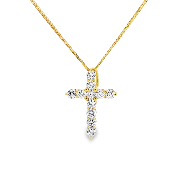 Lab Grown Round Diamond Cross Pendant in 14K Gold (2.90 C.T.W LB)