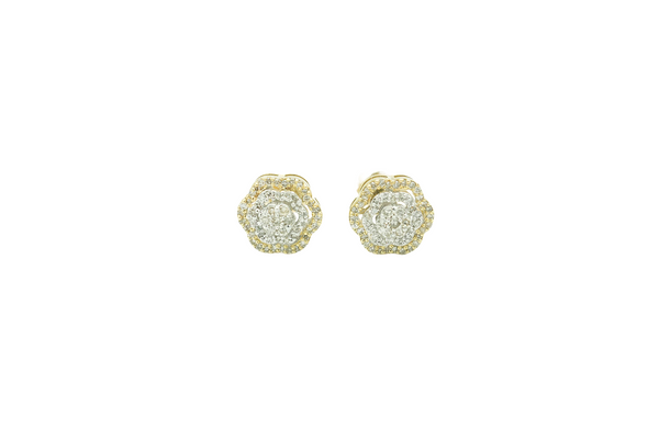 Diamond Flower Stud Earrings (.20 ctw) in 10K White/Yellow Gold