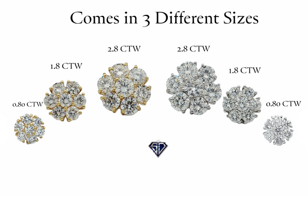 Lab-Grown Diamonds Flower Cluster Earrings in 14K Gold - 0.80, 1.8, 2.8 (CTW LB)