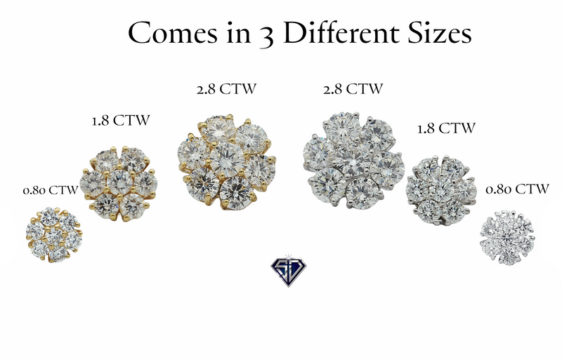 Lab-Grown Diamonds Flower Cluster Earrings in 14K Gold - 0.80, 1.8, 2.8 (CTW LB)