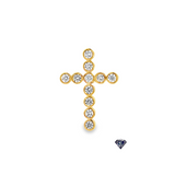 Lab Grown Round Diamond Bezel Cross Pendant in 14K Gold (1.25 C.T.W LB)