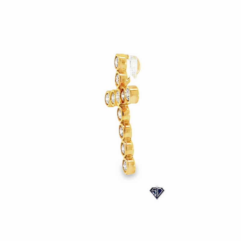 Lab Grown Round Diamond Bezel Cross Pendant in 14K Gold (1.25 C.T.W LB)