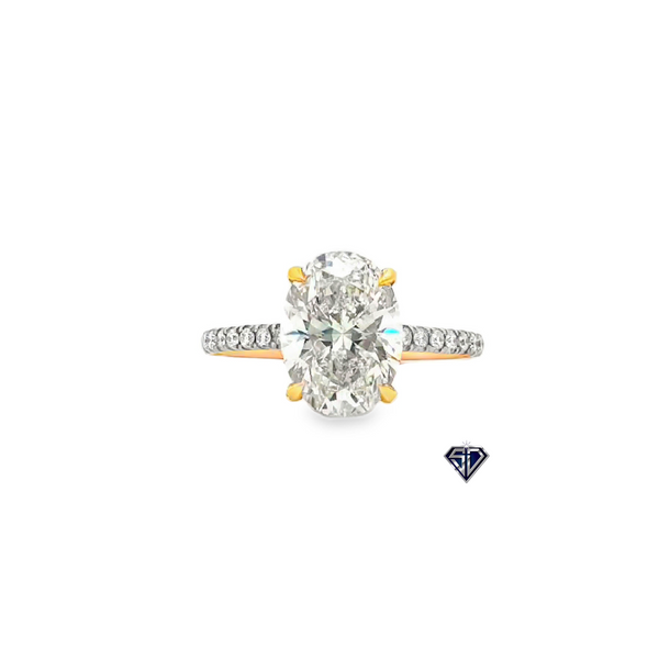 Lab Grown Oval Cut Diamond Engagement Ring (3.95 CTW LB) in 14K Gold