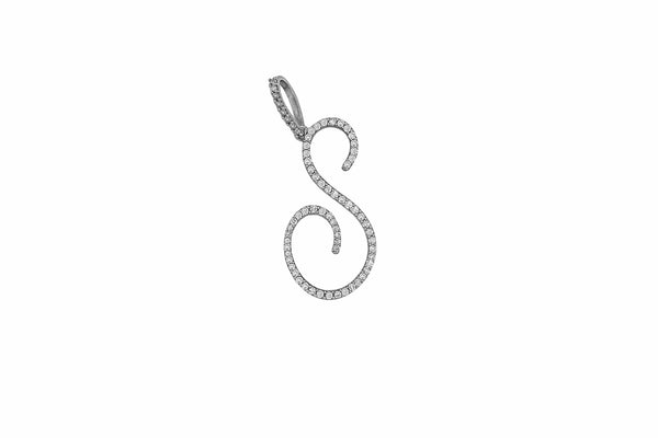 10K Yellow or White Gold 'S' Initial Diamond Pendant (.40 ct t.w)