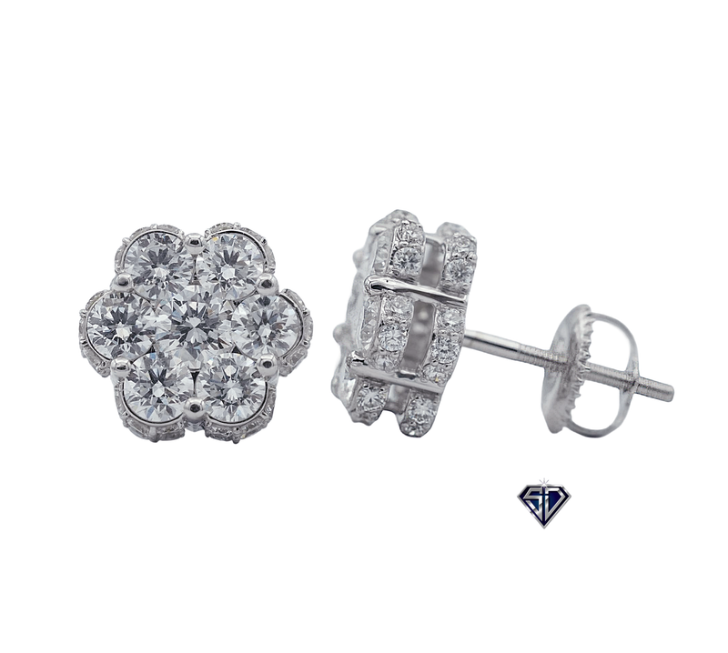Lab-Grown Diamonds Cluster Stud Earrings - 1.27 (CTW LB) in 14K Gold