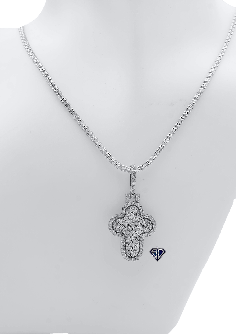 10K White or Yellow Gold Cross Crown Top Diamond Pendant (0.44 ct)