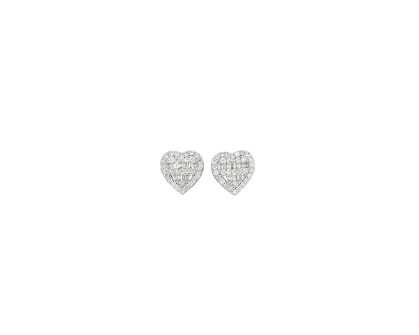 Diamond Heart Stud Earrings (.33 ctw) in 14K White Gold