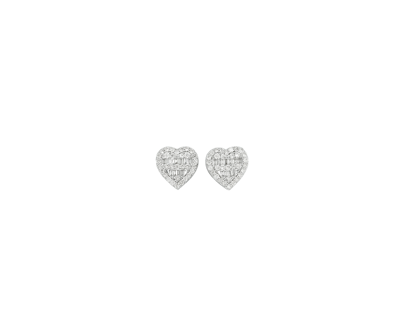 Diamond Heart Stud Earrings (.33 ctw) in 14K White Gold