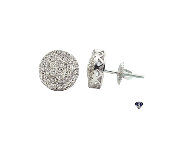 Diamond Double Halo Cluster Stud Earrings (.92 C.T.W) in 14K Gold