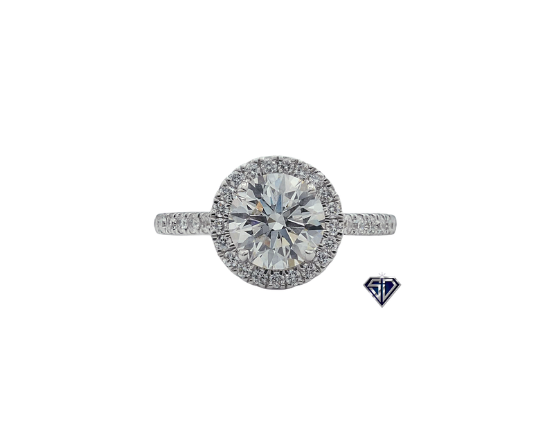 Lab Grown Diamond in 14K Gold Halo Engagement Ladies Ring (2.09 CTW LB)