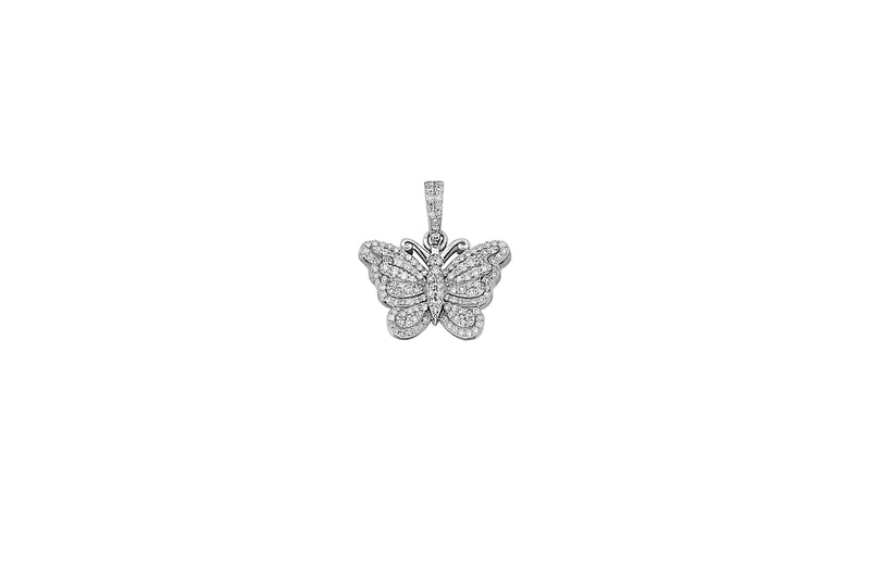 10K Elegant White Gold Ladies Butterfly Diamond Pendant (1/2 ct)