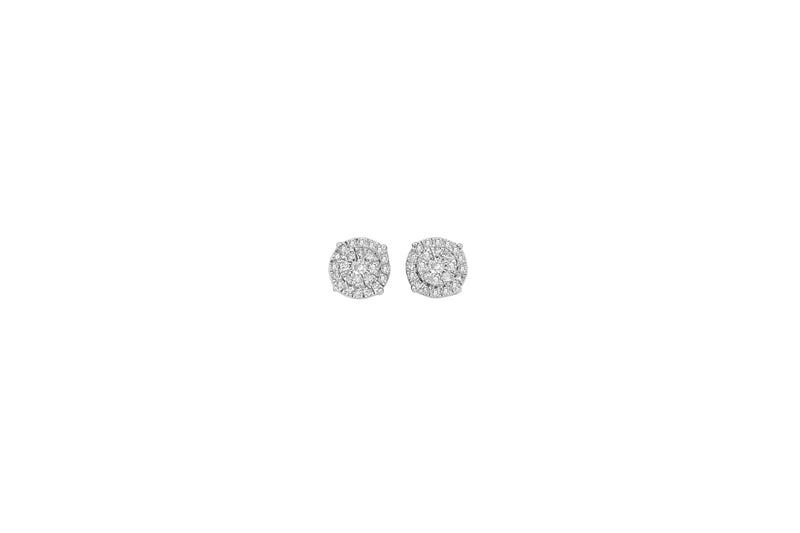 Diamond Cluster Stud Earrings (.31 ctw) in 10K White Gold