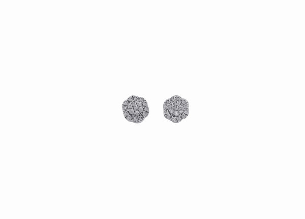 Diamond Cluster Stud Earrings (.14 ctw) in 10K White Gold