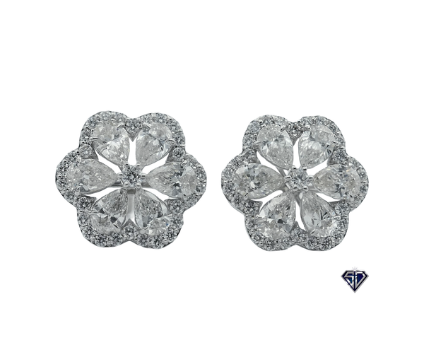Lab-Grown Diamonds Floral Stud Earrings - 1.53 (CTW LB) in 14K Yellow Gold