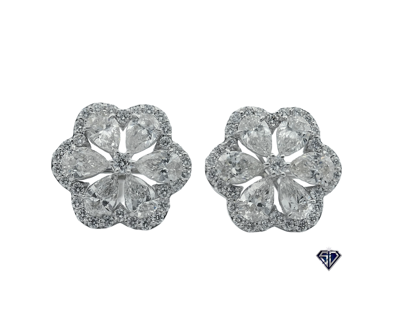 Lab-Grown Diamonds Floral Stud Earrings - 1.53 (CTW LB) in 14K Yellow Gold