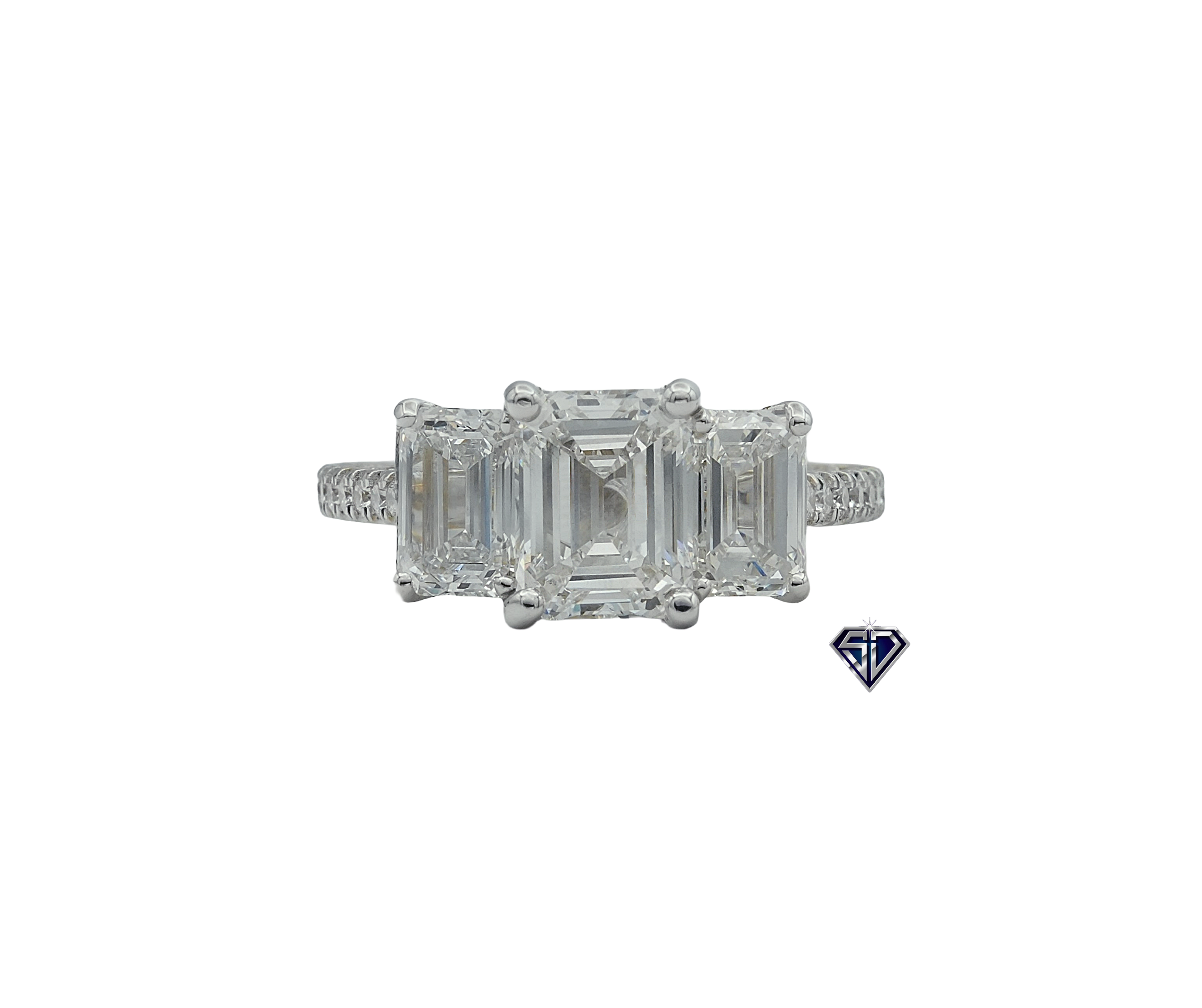 Lab Grown Diamond Three-Stone Cushion Cut Engagement Ring (4.93CTW LB ...