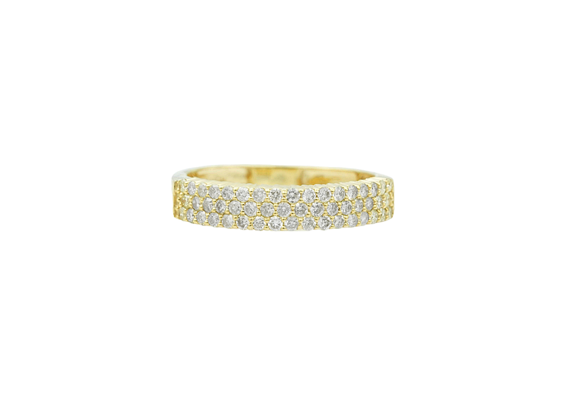 10K Yellow Gold Triple Row Round Diamond Ring (1.00 ctw)