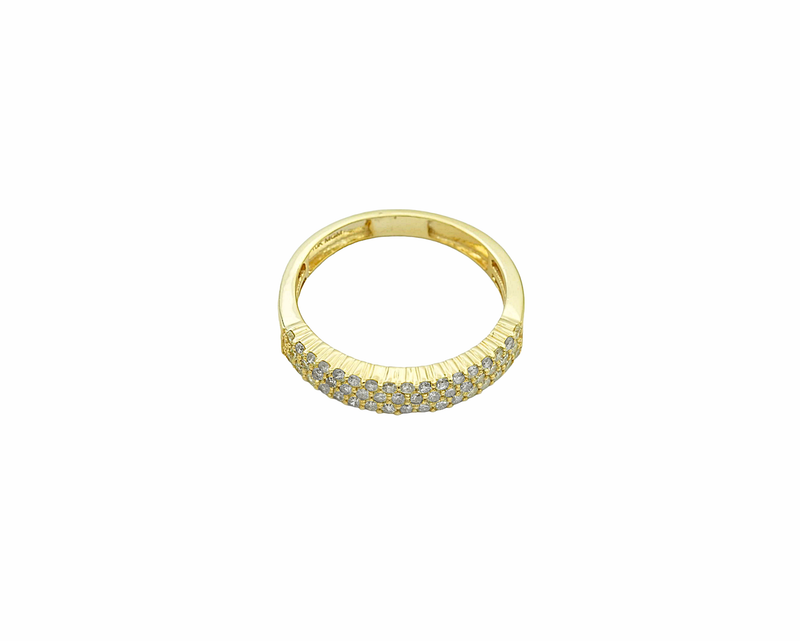 10K Yellow Gold Triple Row Round Diamond Ring (1.00 ctw)