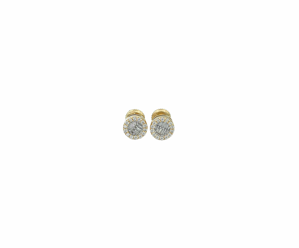 Diamond Cluster Baguette Stud Earrings (.40 ctw) in 10K Yellow Gold