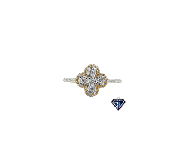 10K White or Yellow Gold Clover Design Ladies Ring (.38 Carat t.w)