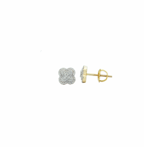 Diamond Clover Shaped Earrings (.33 ctw) in 10K Yellow/White Gold