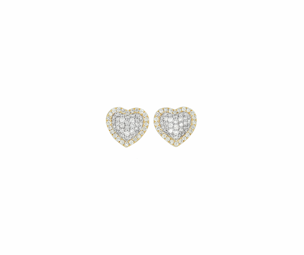 Diamond Heart Shaped Earrings (.55 ctw) in 14K Yellow/White Gold