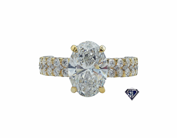 Lab Grown Oval Center Diamond Ladies Engagement Ring (4.70CTW LB) in 14K Gold