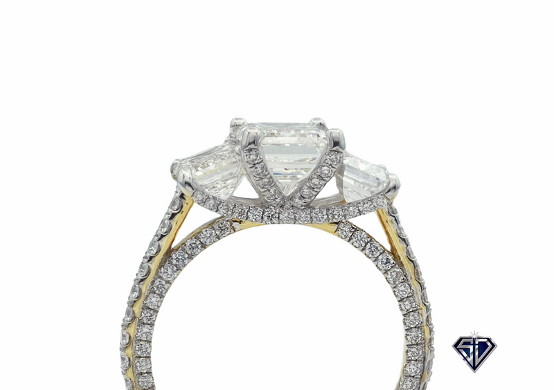 Lab Grown Diamond Three-Stone Cushion Cut Engagement Ring – 4.93ctw in 14K Gold