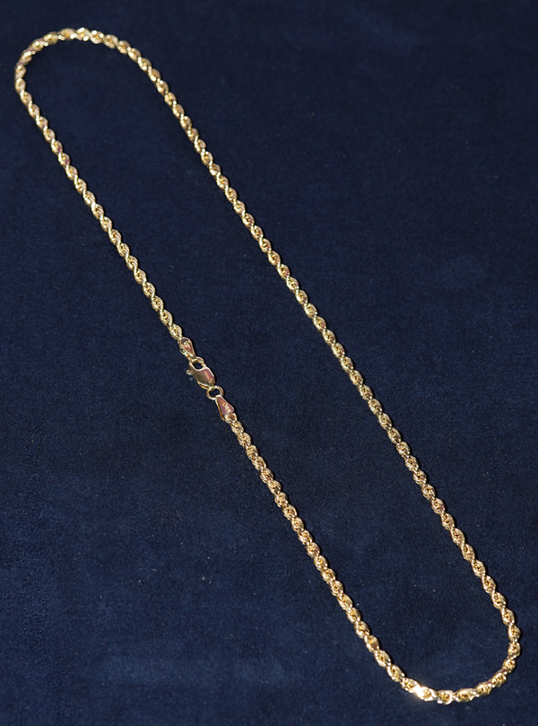 14K Yellow Gold Hollow Rope Chain 1.6mm
