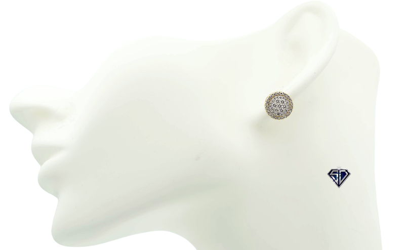 Diamond Double Halo Cluster Stud Earrings (.92 C.T.W) in 14K Gold
