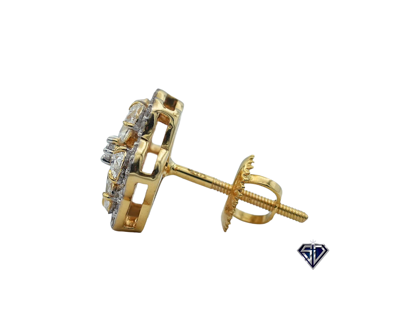 Lab-Grown Diamonds Floral Stud Earrings - 1.53 (CTW LB) in 14K Yellow Gold