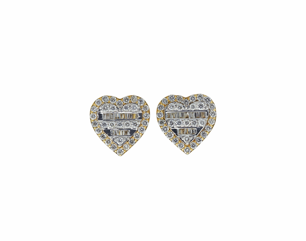 Diamond Heart Stud Earrings (.33 ctw) in 14K Yellow Gold