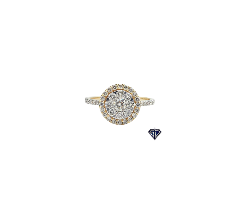 14K Gold Cluster Halo Ladies Ring (.92 CTW)