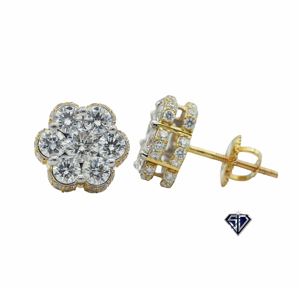 Lab-Grown Diamonds Cluster Stud Earrings - 1.27 (CTW LB) in 14K Gold