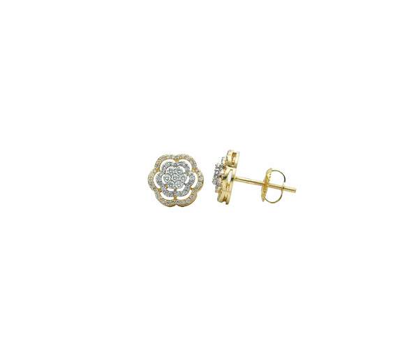 Diamond Flower Stud Earrings (.40c t.w) in 10K White/Yellow Gold