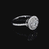 14K Gold Cluster Halo Ladies Ring (.92 CTW)