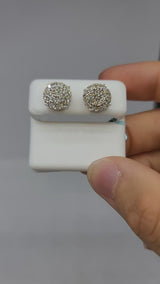 Diamond Cluster Stud Round Earrings (1.3 ct.) in White Gold