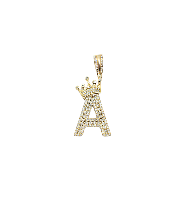 14K Yellow Gold 'A' Initial Custom Diamond Pendant