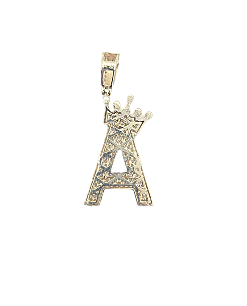 14K Yellow Gold 'A' Initial Custom Diamond Pendant