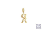 14K Yellow Gold 'R' Initial Custom Diamond Baguette Pendant (1.25 ct t.w)