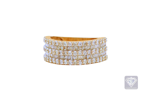 Diamond Baguette 2 Row Pinky Ring (4.5 CT. t.w) 14K Gold