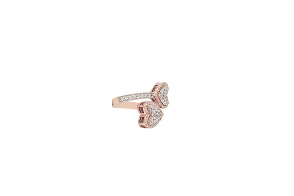 14K Rose Gold Double Heart Ladies Ring (1.07ct t.w)