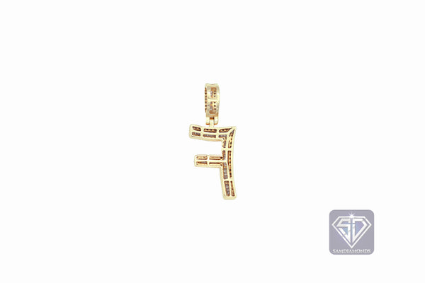 14K Yellow Gold 'F' Initial Custom Diamond Baguette Pendant (1.25 ct t.w)