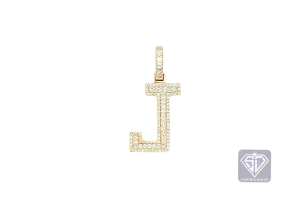14K Yellow Gold 'J' Initial Custom Diamond Pendant (1.75 ct t.w)