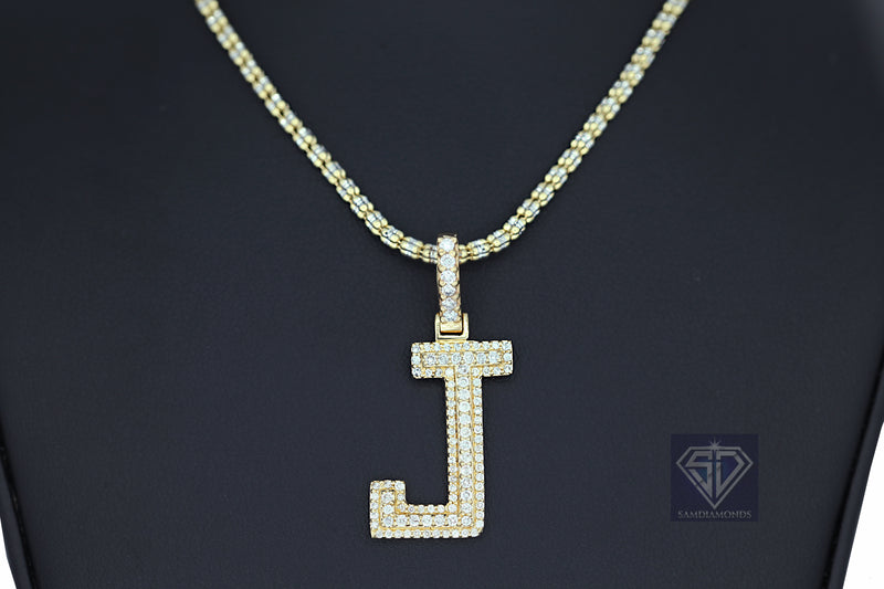 14K Yellow Gold 'J' Initial Custom Diamond Pendant (1.75 ct t.w)