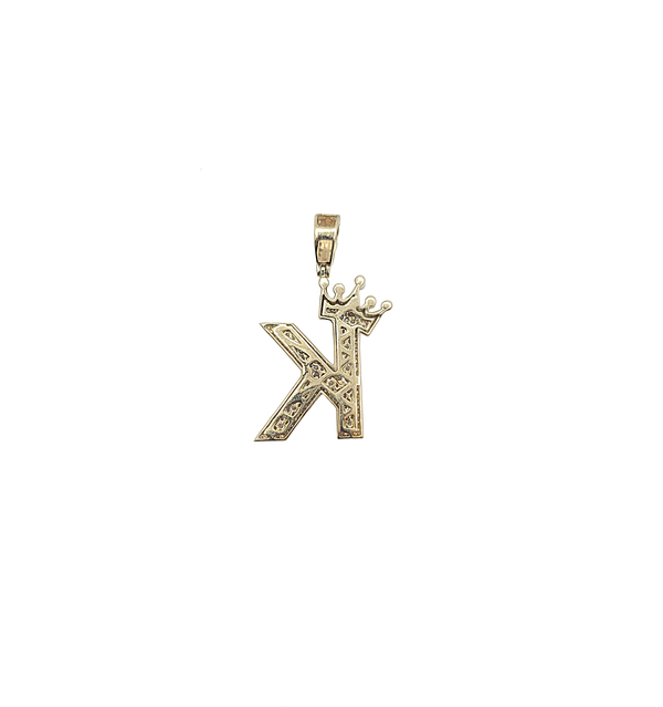14K Yellow Gold 'K' Initial Custom Diamond Pendant