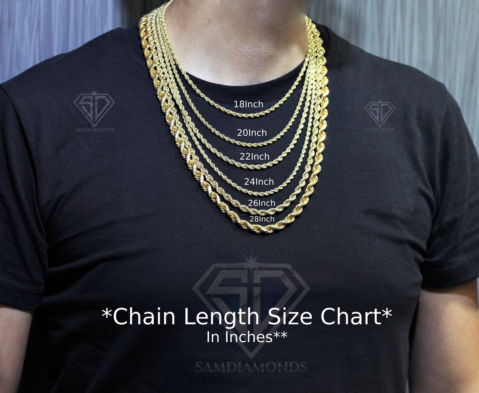 Rope Gold Chain Length Measurement 50 Cm Necklace Length Guide