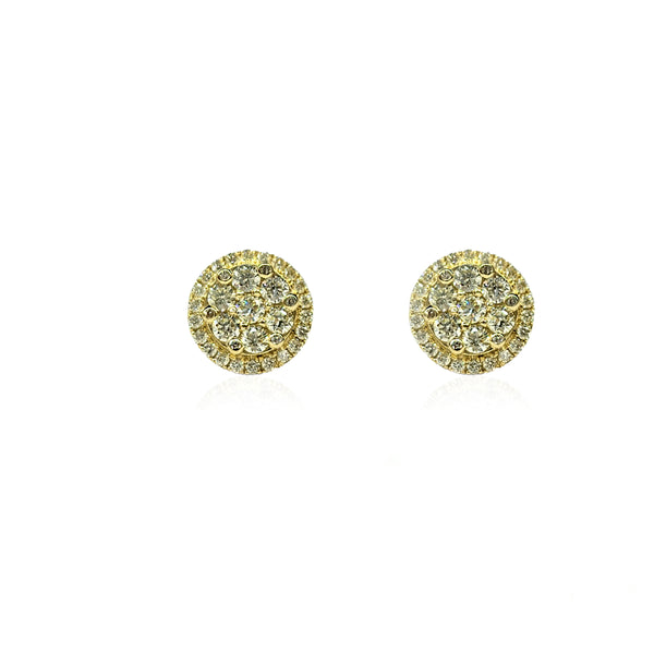 Diamond Round Cluster Stud Earrings in 14K Gold (.95ct)