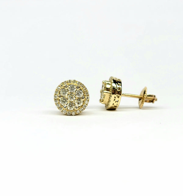 Diamond Round Cluster Stud Earrings in 14K Gold (.95ct)