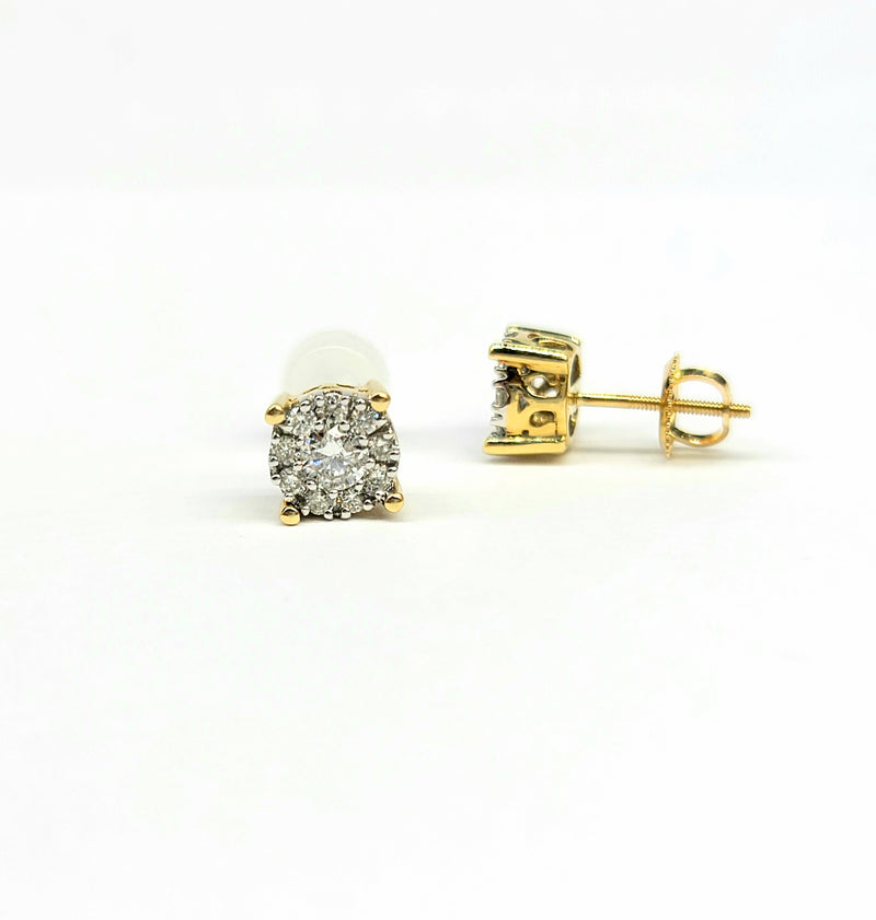 Diamond Halo Stud Cluster Earrings 1/2 ct. (t.w) in 14K Gold